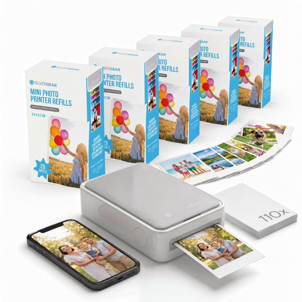 Silvergear Mobiele Fotoprinter met 110 Fotovellen - Bluetooth Draagbaar