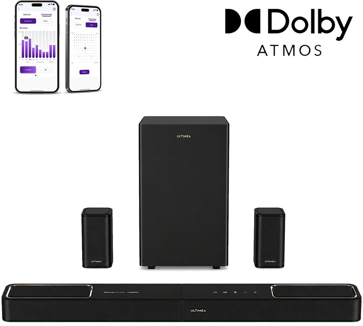 ULTIMEA 5.1.2 Soundbar met Dolby Atmos, 6,5" Subwoofer, App-bediening, Soundbar voor tv, Skywave F40 Boom