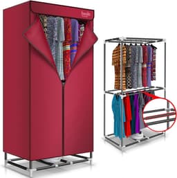 Productfoto van Elektrisch Verwarmd Droogrek - Kledingdroger Kast - Kleding Snel Drogen - Met Hetelucht Ventilator - 20 kg Capaciteit - Rood