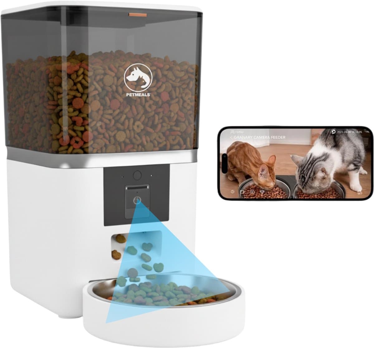 PetMeals® SmartFeed Pro - Automatische Voerbak - Full HD Camera - WiFi & App Bediening - 6L Inhoud - Voor Katten & Honden - Wit