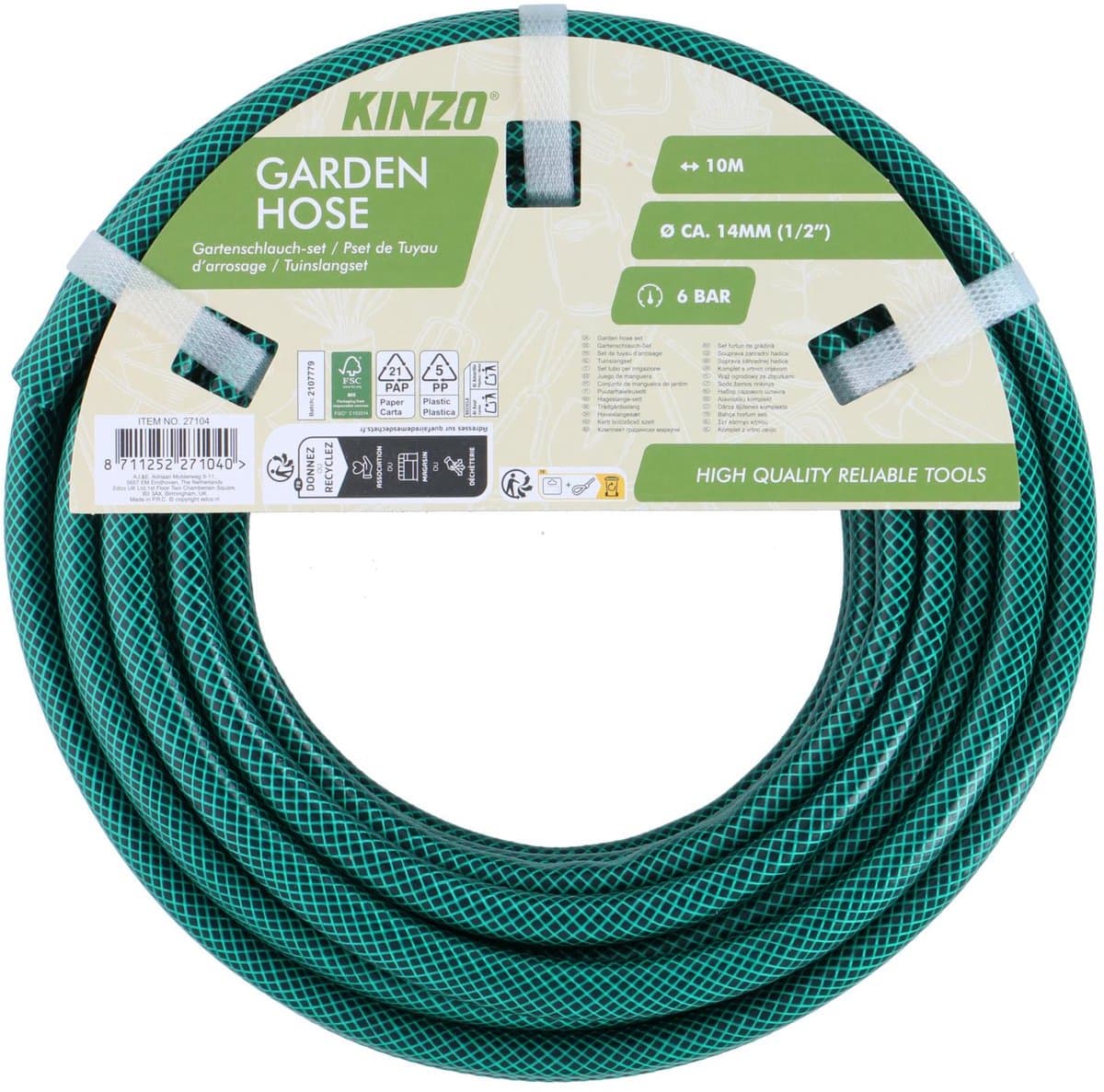 Kinzo tuinslang 10 meter flexibel PVC tuinaccessoire.
