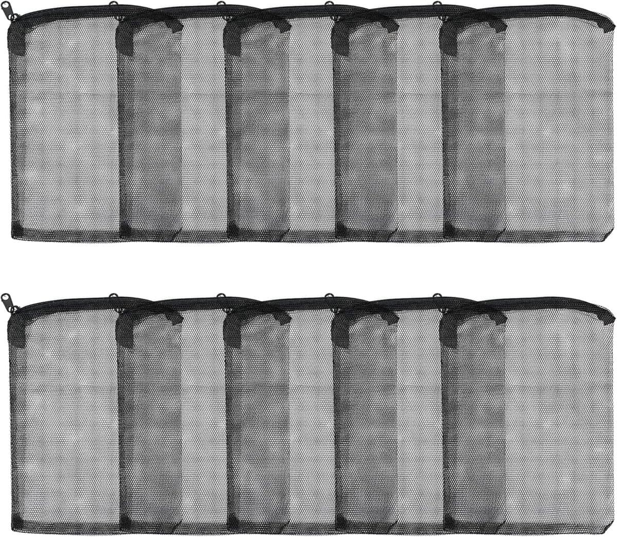 Filter Bags - 10 Stuks - Fine Mesh - Reusable - Polyester - Aquarium - Met Rits - Herbruikbaar - Perfect for Activated Carbon - Biosphere - Aquariumfilter - 15 x 20 cm - Zwart