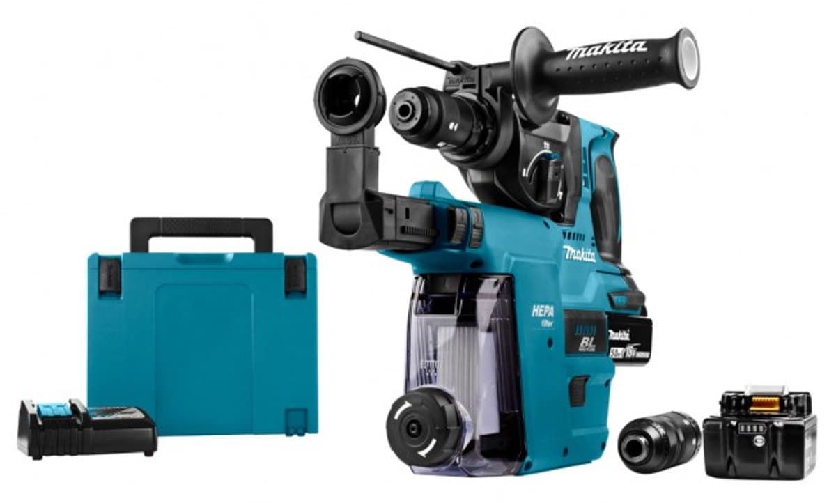 Makita DHR243RTJW: 18V combihamer met stofafzuiging