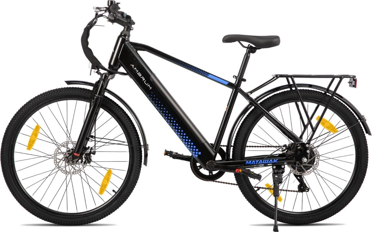 HILAND Matawak elektrische stadsfiets - 26 inch - 250W motor - 60km actieradius - 36V 10.4Ah accu - Shimano 7-versnellingen - Unisex - Zwart