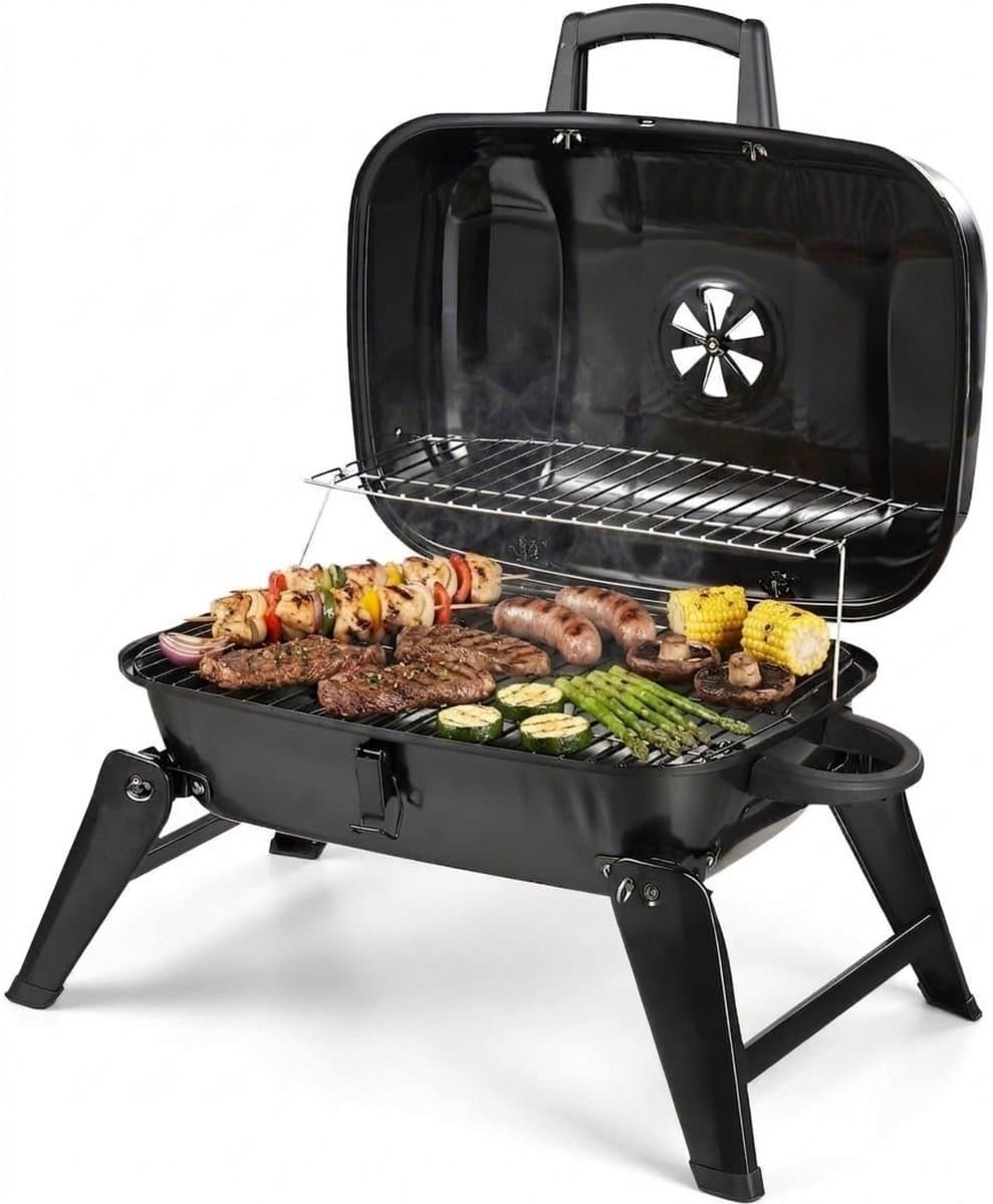 Zenzee® Barbecue - Houtskool - Houtskool BBQ - Tafel BBQ - Balkon BBQ - Camping BBQ - Draagbaar - Zwart