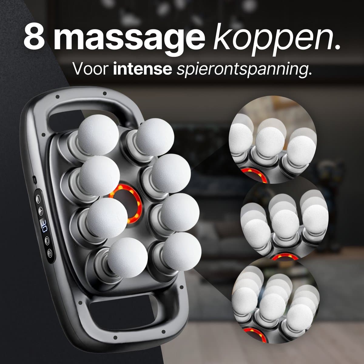 We Flow Massagepistool 8 koppig met infrarood en 30 standen - afbeelding 1