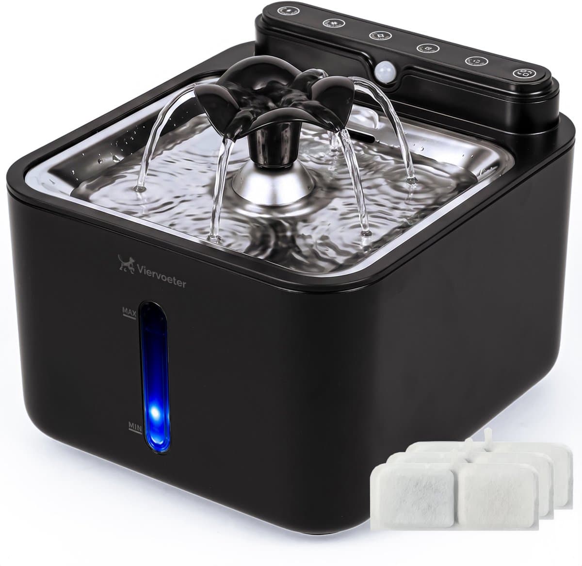 Viervoeter® Drinkfontein RVS met sensor, 3,2 liter