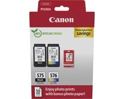 Canon PG-575 + CL-576 - Inktcartridge - Origineel - Standaard formaat - Zwart en Kleur - 50x Glossy fotopapier