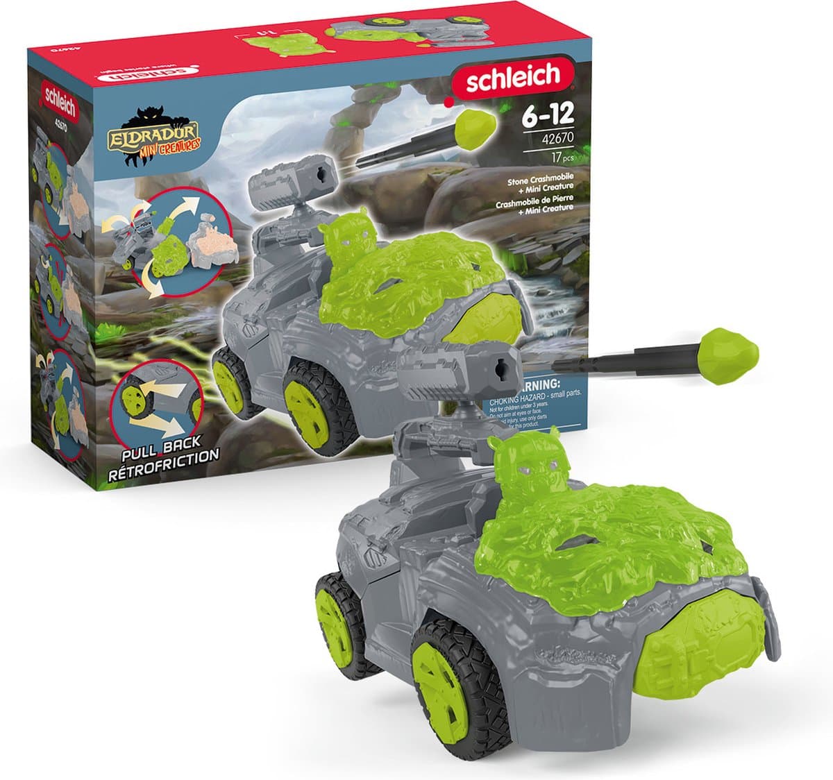 Schleich Eldrador Steen-crashmobiel: terugtrekmotor + vuurwapen