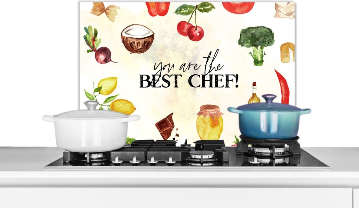 Spatscherm keuken 60x40 cm - Kookplaat achterwand Tekst - You are the best chef - Koken - Eten - Kok - Keuken - Hobby - Spreuken - Muurbeschermer - Spatwand fornuis - Hoogwaardig aluminium