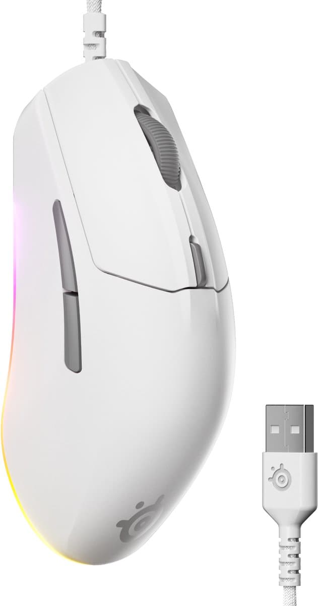 SteelSeries Rival 3 Gen 2 - Bedrade Gaming Muis - 3-zone RGB - Wit