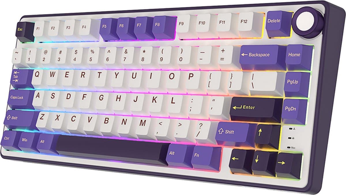 Royal Kludge RKR75 - RGB Mechanisch Gaming Toetsenbord - Foam Touch - Hot Swappable Switch - Blackberry - Brown Switches - Inclusief Stofkap