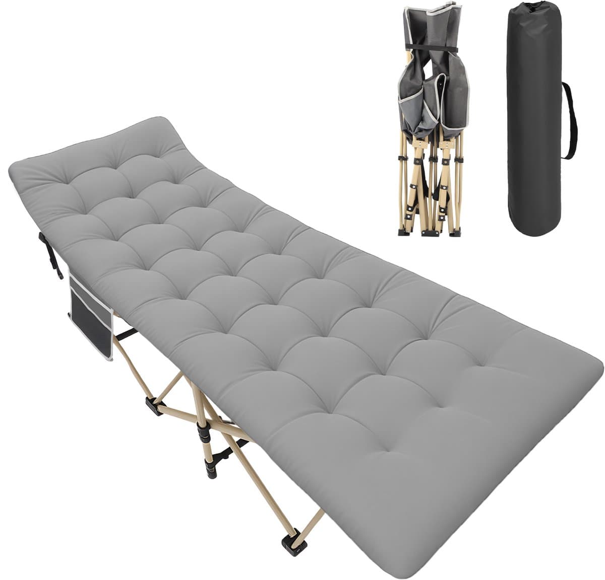 Opklapbaar Veldbed voor Volwassenen - Campingbed & Logeerbed tot 200 kg - 190 x 71 x 35 cm - Oxford Stof en Stalen Frame - Voor Binnen en Buiten