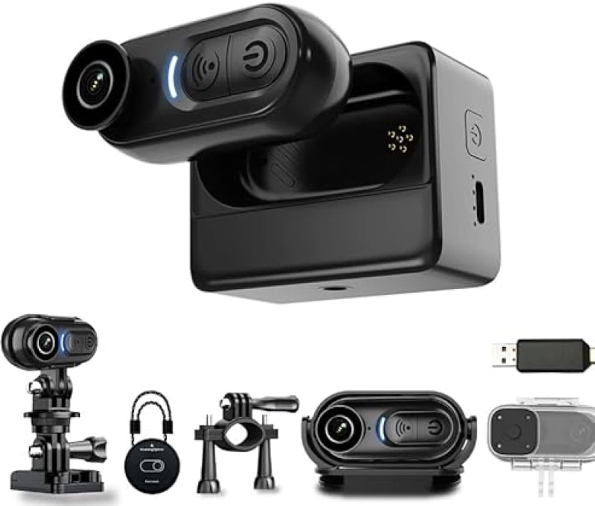 Mini Action Cam 4K, 125° Groothoek Actiecamera, Waterdicht 30M, Bodycam met Magneet & Fiets/Heldhouder, Incl. 32 GB TF-kaart voor Motorfiets, Outdoor, Vlogging en POV-opnames