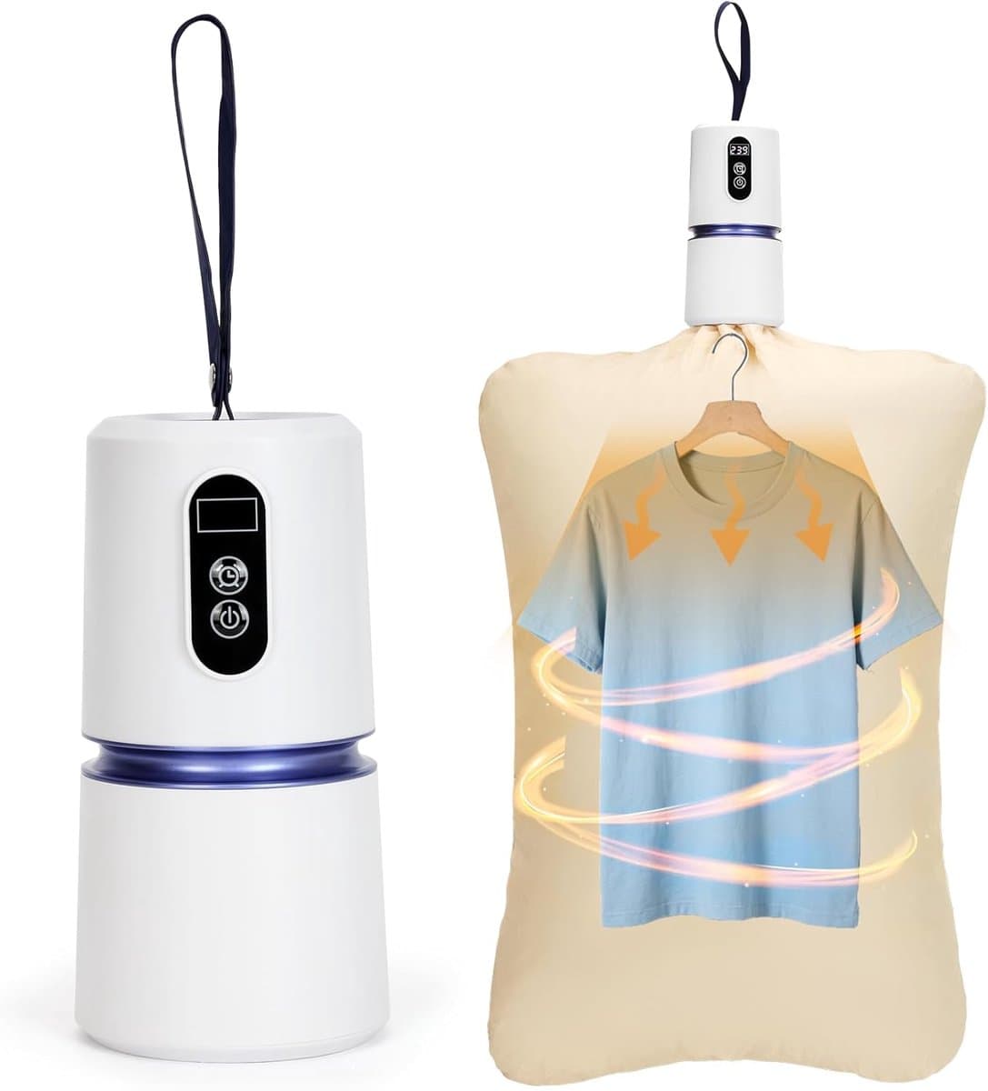 Elektrische Wasdroger - Mini Draagbare Kledingdroger met Droogzak - Droogmachine - Wasdroger voor kleding - Hangende Kleding Droger - Droger Voor Kledingkast - Warme Lucht Droger -Wit