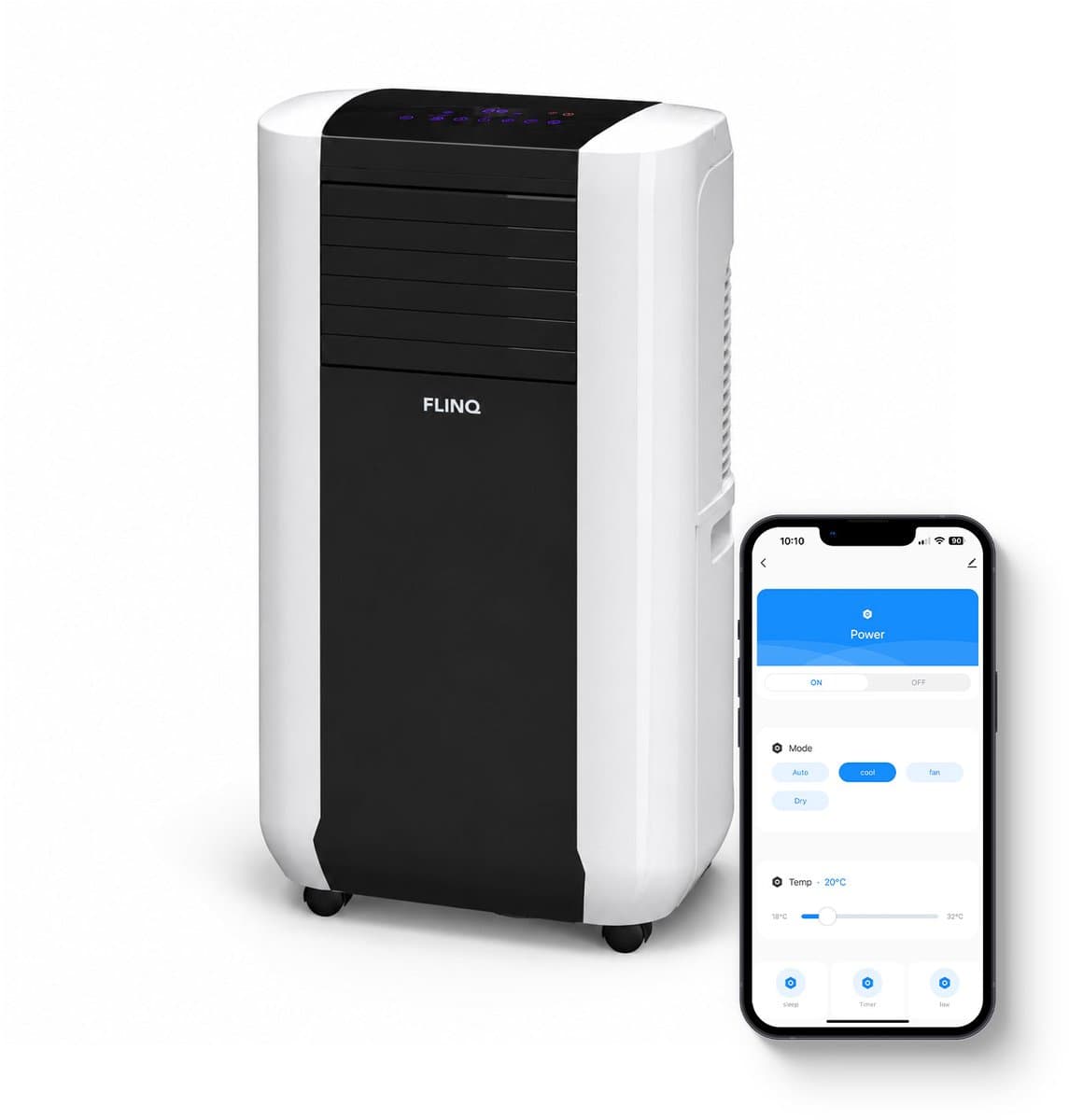 FlinQ Slimme Mobiele Airco 15000 BTU - Verkoelt tot 60m2 - Te bedienen via app - Energieklasse A