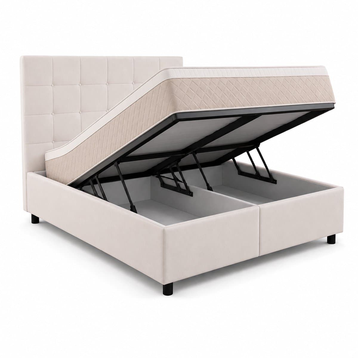 Maan matras ® Boxspring 180x200 | Inclusief Matras & Topper | Beige | bed | boxspring met opbergruimte | Boxspring compleet