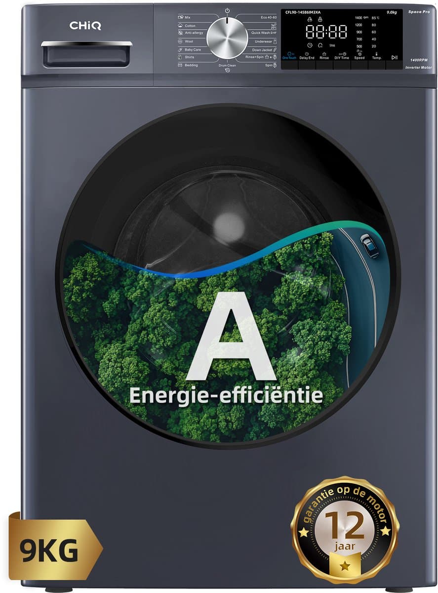 CHiQ CFL90 9kg Wasmachine - Stoom, 1400 tpm, 12j motorgarantie