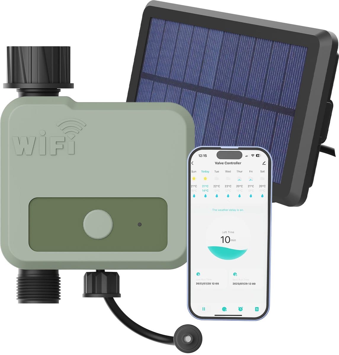 MMOBIEL Smart WiFi Irrigatietimer – Automatische Bewateringscomputer op Zonne-energie & USB – 30m Draadloos Bereik, Weerbestendig, Eenvoudige Installatie – Tuinsproeier voor Tuin & Gazon