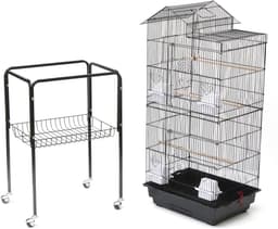 Productfoto van PIPIPOXER-Vogelkooi met trolley en 360° wielen - 46x35,5x158,5cm