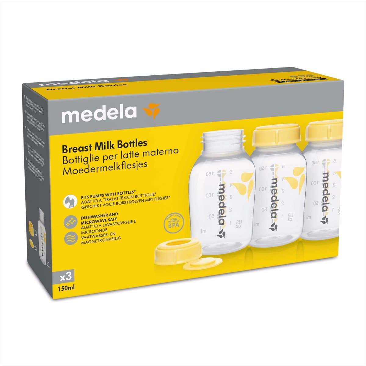 Medela Moedermelk Bewaarflesjes – BPA‑vrij – 150 ml – Set van 3x 150 ml