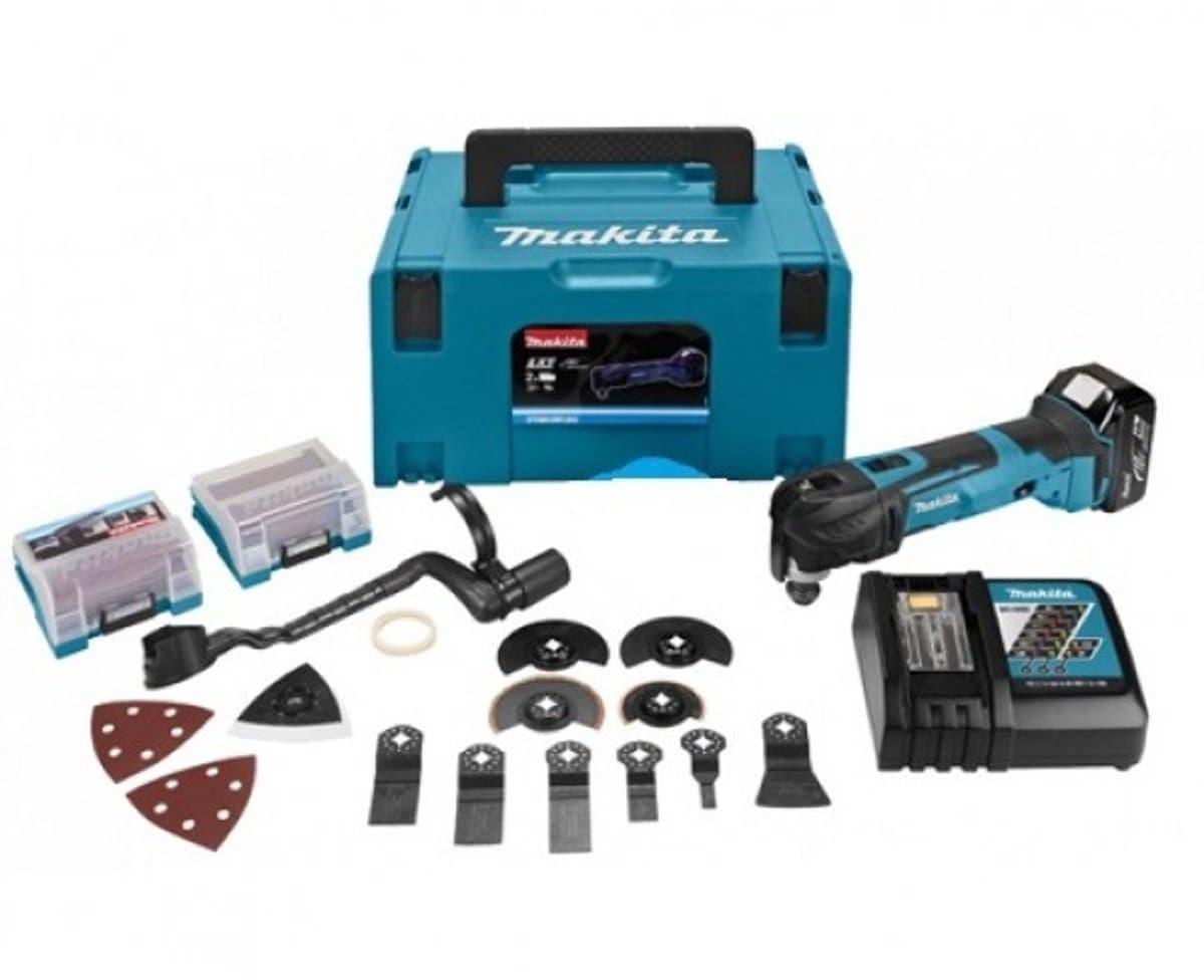 Makita DTM51RT1J3 18V Li-Ion Accu multitool set (1x 5.0Ah accu) + 41 delige accessoireset in Mbox - snelwissel