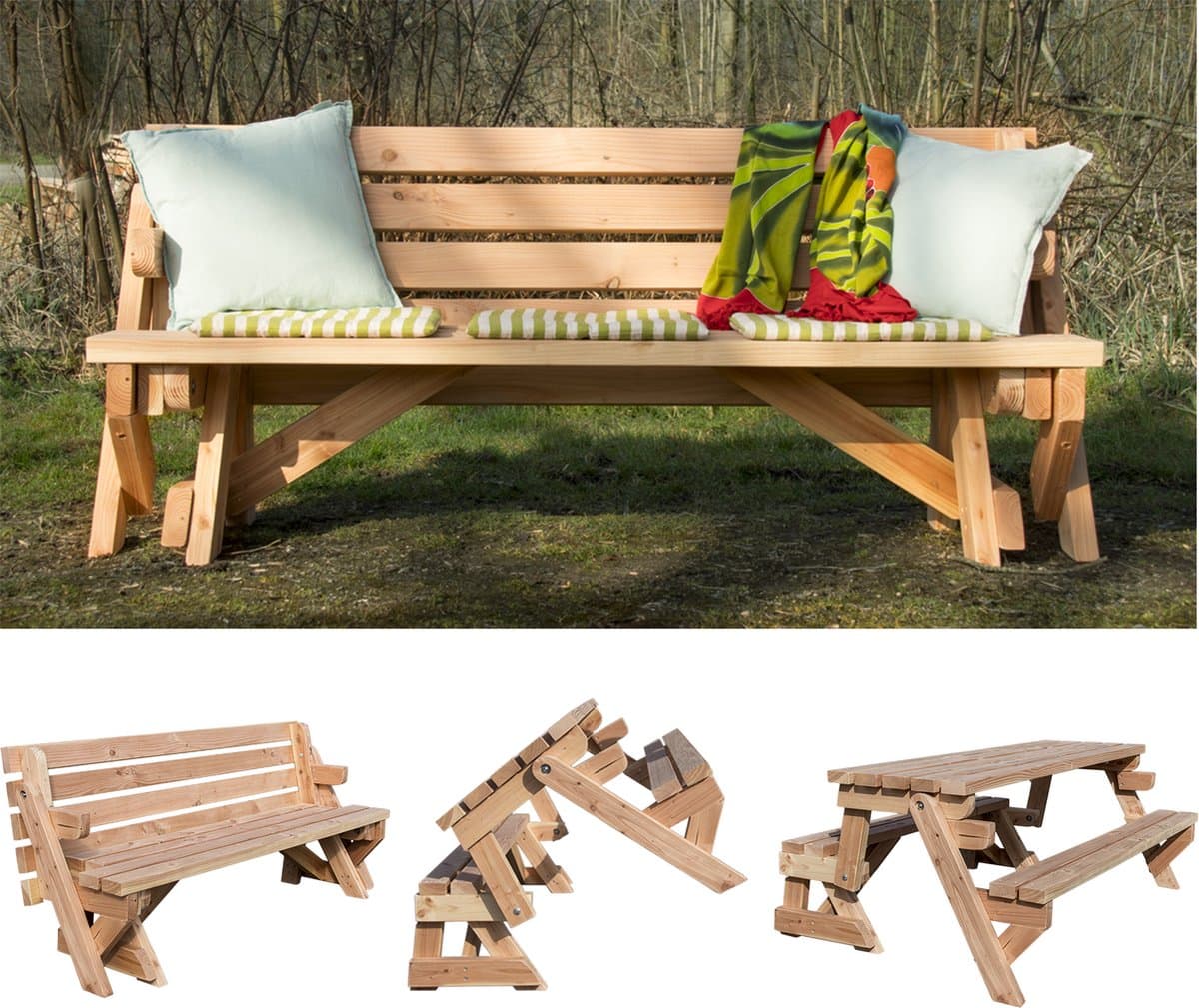 Inklapbare picknicktafel 2-in-1 van Douglas hout
