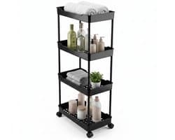 Cheqo® Opbergtrolley - Keukentrolley - Trolley op Wielen - 4 Laags - Opbergrek - Smalle Opbergkast - Rolwagen - Organizer - Badkamer Trolley - Keukenrek voor Keuken en Badkamer - Rolwagentje - Slanke Niskast - Rolling Cart