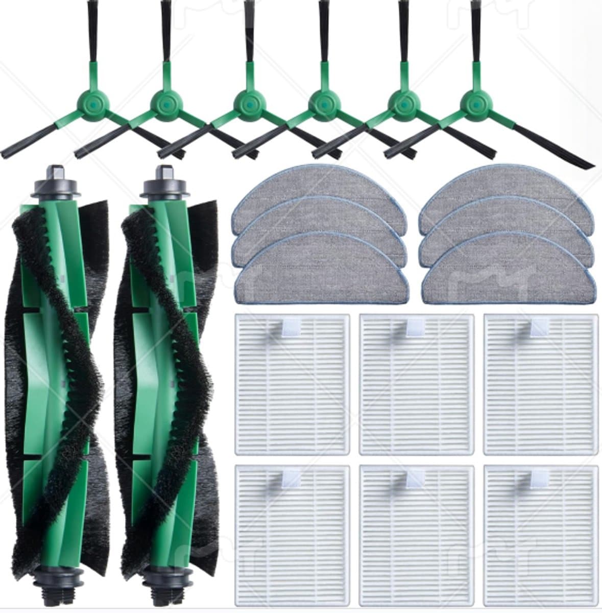 20 Stuks Accessoireset voor iRobot Roomba Combo 2 Essential Y0140/Y0112/Y0110, voor Roomba 105 Combo Vervanging - 2 handborstels, 6 filters, 6 zijborstels, 6 dweilpads