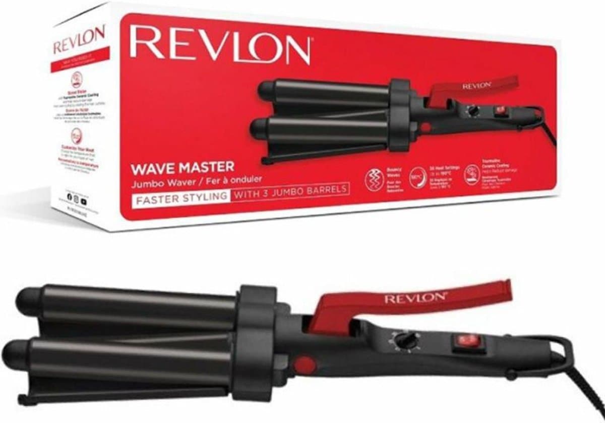 Revlon - Jumbo Waver - Wafeltang - Wave Krultang - Golvenkrultang - Haar -Beach Waves - Krultang - Zwart