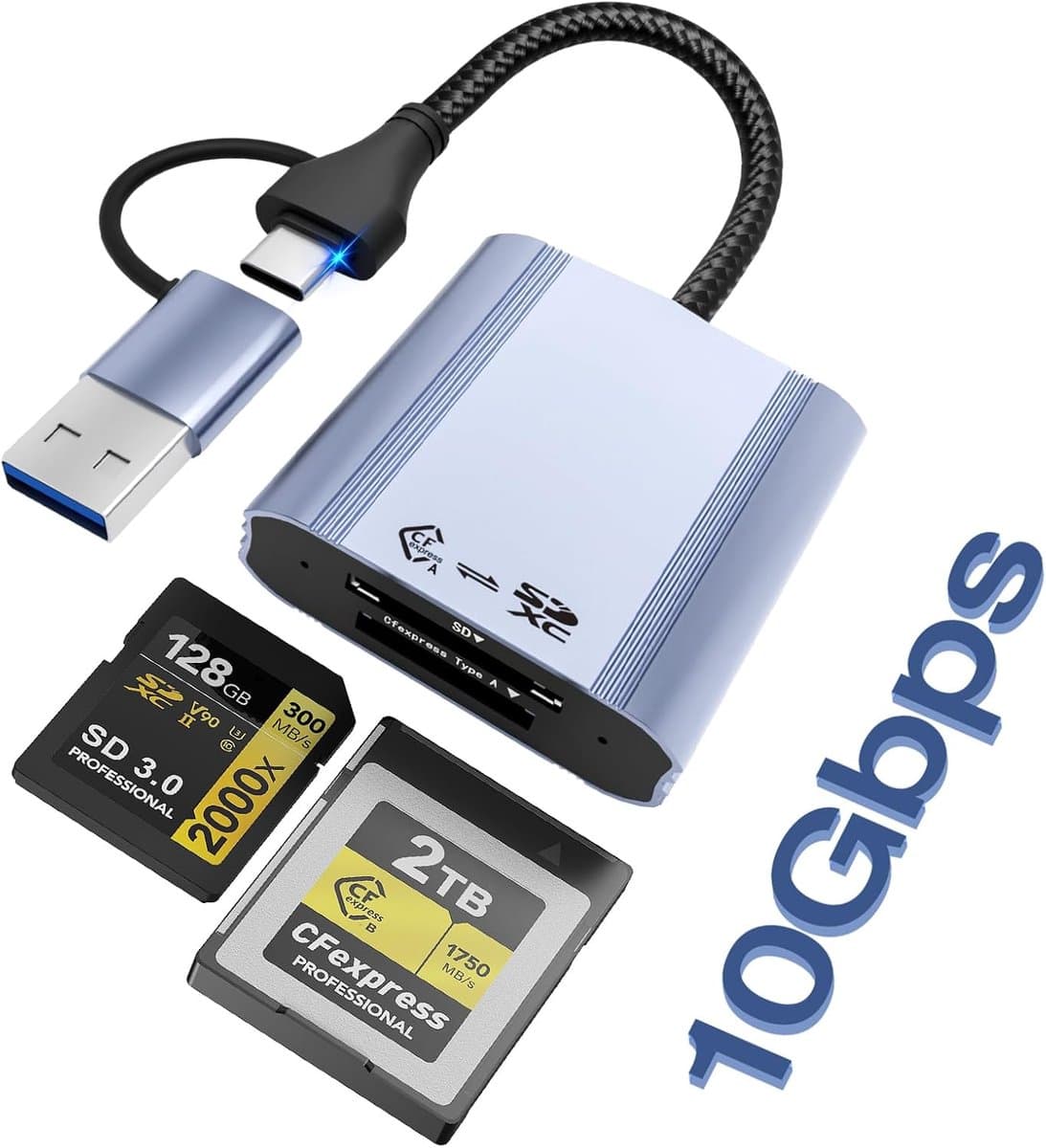 Geheugenkaartlezer - Kaartlezer USB C - Snelle Data Overdracht - 2-in-1 Aansluiting - 12.4 x 8.2 cm