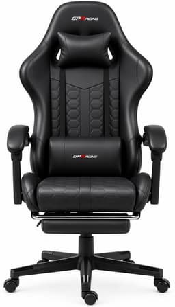 Productfoto van GPRACING - GameStoel - Gaming Stoel Met Voetsteun- Ergonomische Bureaustoel - Gamestoel - Verstelbaar - Gaming Chair - Zwart