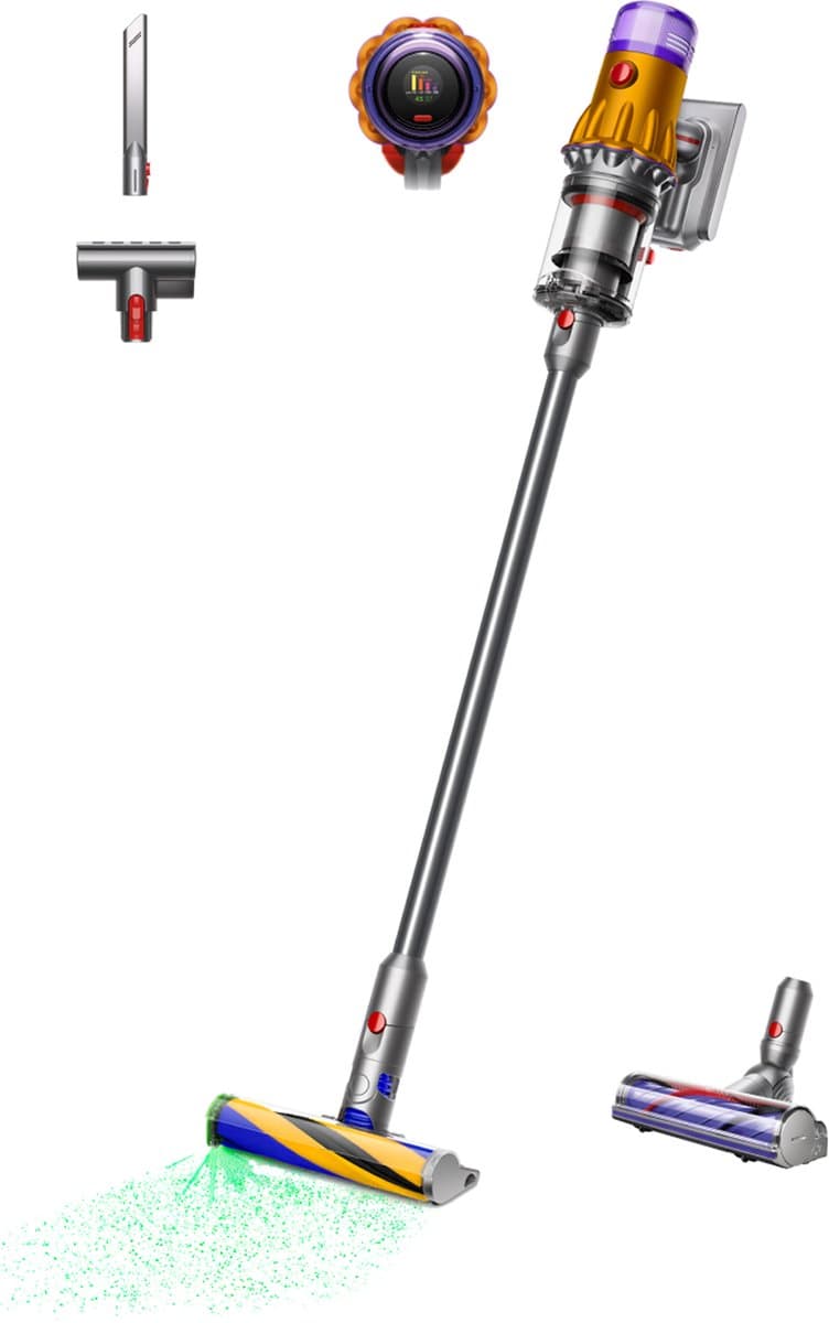 Dyson V12 Detect Slim Absolute - Steelstofzuiger - Nikkel/Geel - 150 Air Watts - Lichtgewicht