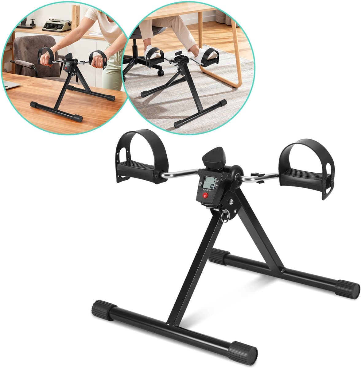 Stoelfiets - Bureaufiets - Hometrainer - Deskbike - Beentrainer – Pedaaltrainer - Fietstrainer - Bewegingstrainer - Mini hometrainer - zwart