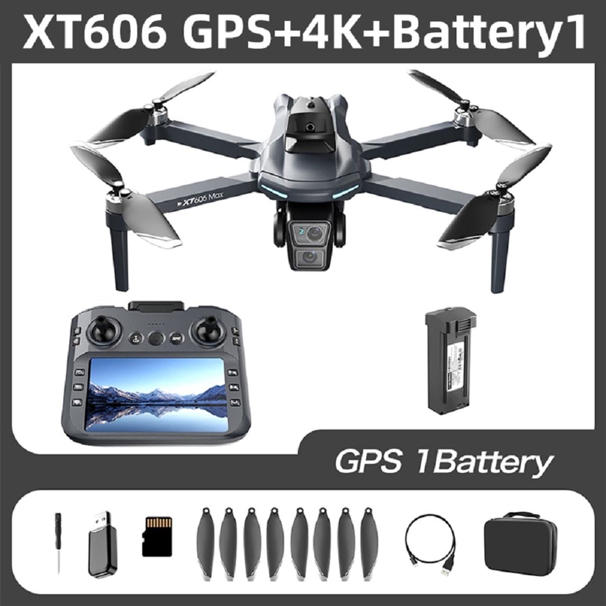 Mijia XT606 Drone 4K GPS HD Dubbele Camera met Gimbal, 360° Obstakelvermijding en 5.6" Scherm