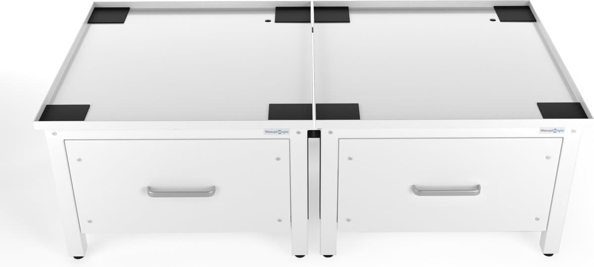 Wasophoogte® Wasmachine verhoger met lade - Wasmachine opbouwmeubel - Wasmachine sokkel - 42cm hoog - Wit - Universeel - Dubbel - Inclusief Lekbak