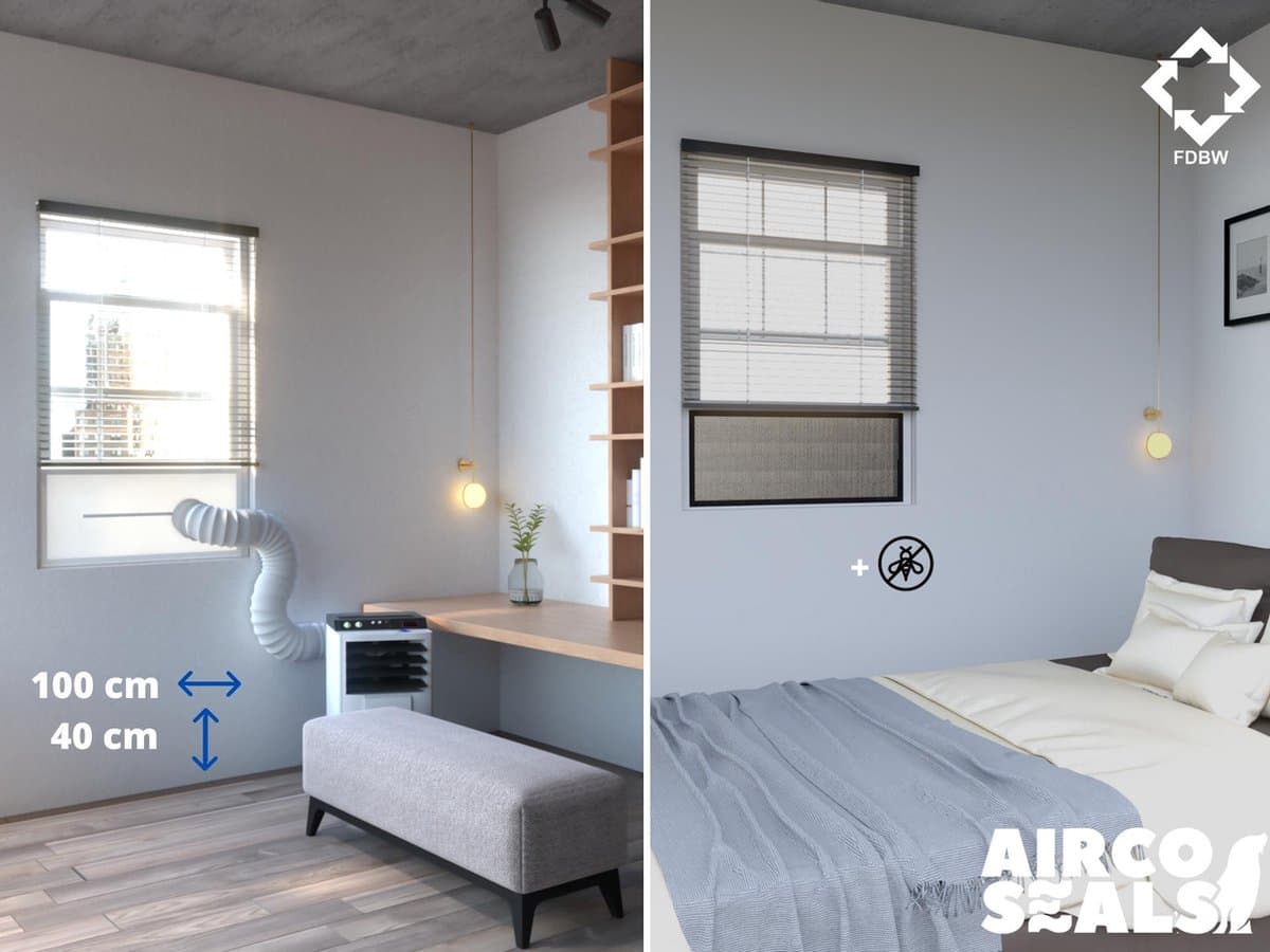 Airco Raamafdichting Mobiele Airco Voor Schuifraam – Met Hor - Voor Schuiframen Van 100 x 40 CM - energiebesparend