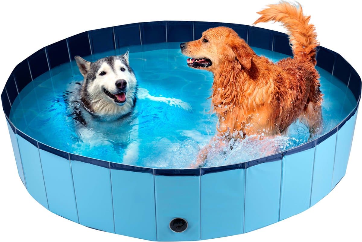 maxxpro Hondenzwembad - 160 x 30 CM - Grote Hondenrassen - Opvouwbaar Honden Bad - Anti-Slip Bodem - met Leegloopventiel - Blauw