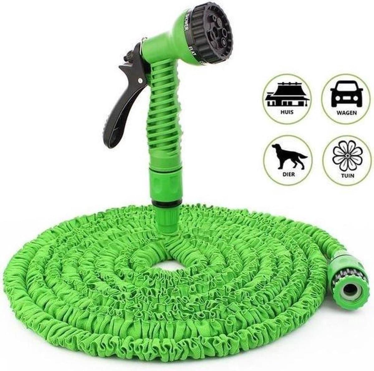 Flexibele Tuinslang – 45 Meter – Uitrekbaar – 7 Sproei Functies - Magische Tuinslag – Elastisch - Lichtgewicht – Uitzetbaar - Tuin Bewatering - Groen – Water Hose - afbeelding 1