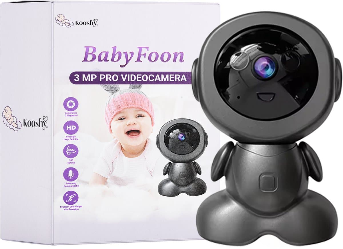 Kooshy 3MP Pro wifi-babycamera met app