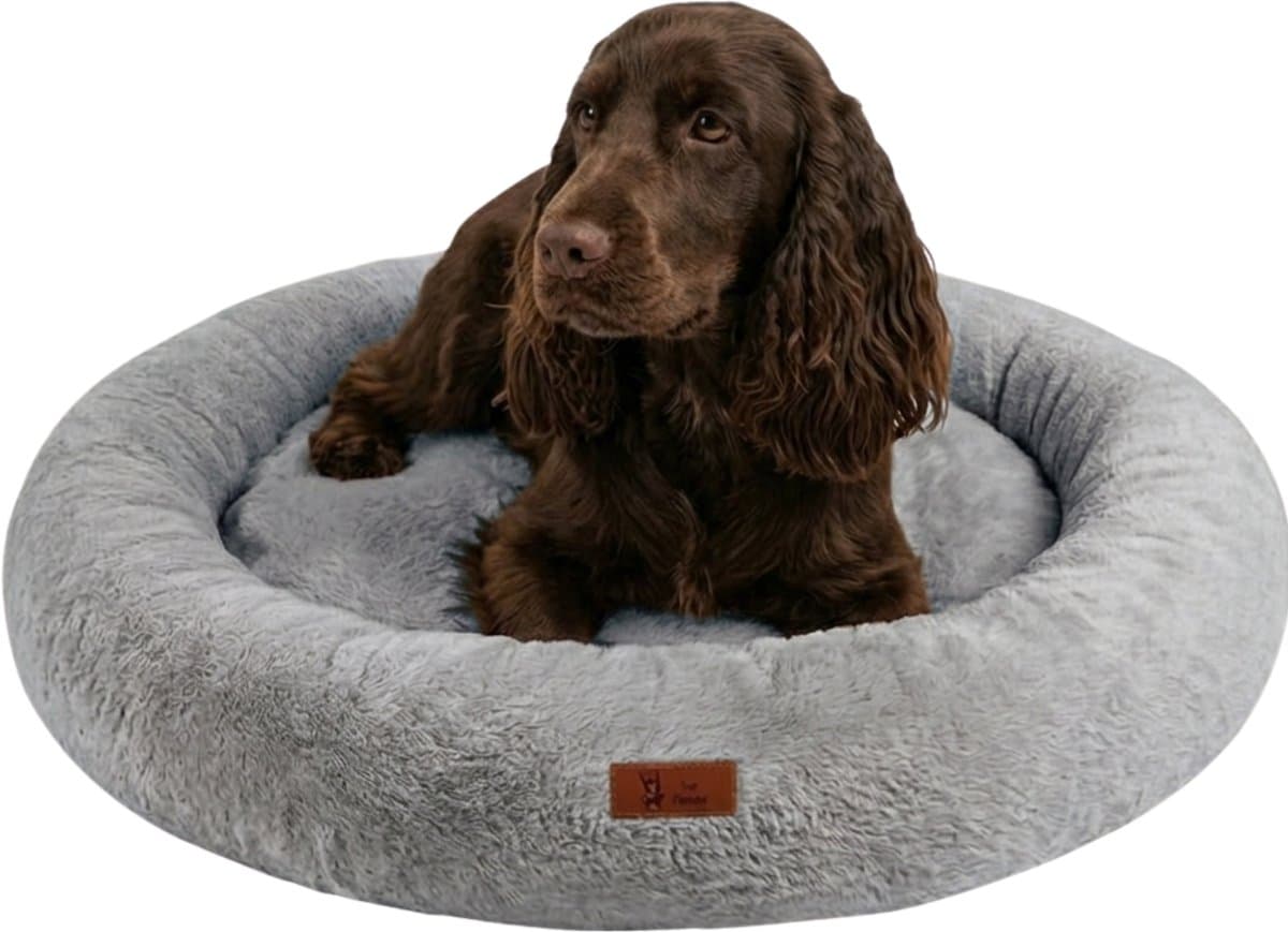 Pet Perfect Orthopedische Hondenmand – Donut Hondenmand – Hondenkussen – Hondenbed – Wasbaar - 80 cm - Grijs