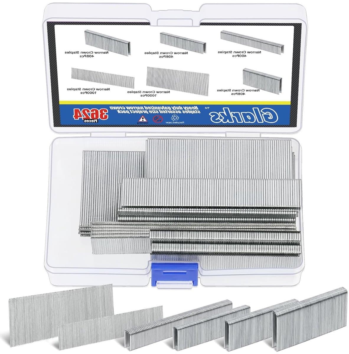 18 Gauge Smalle Kroonnietjes en Brad Nagels Assortiment - 3624 Stuks voor Elektrische Nietmachine