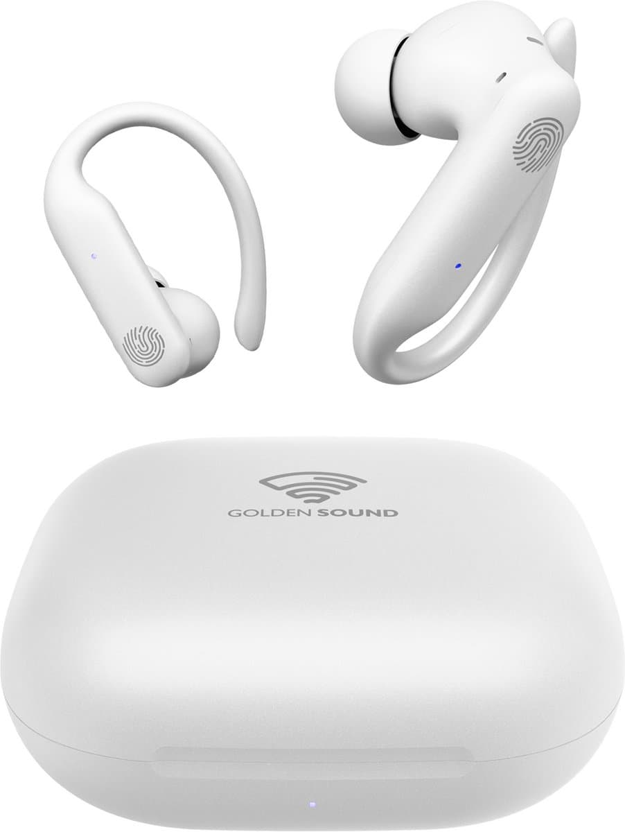 Golden Sound Sport Draadloze oordopjes - 80 uur batterijduur - Active Noise Cancelling - 45dB - Sport oordopjes - Oortjes draadloos - Bluetooth oortjes - Wit