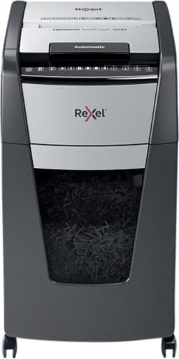 Productfoto van Rexel Optimum AutoFeed+ 300M Fluisterstille Papierversnipperaar - P5 Microsnippers - Automatische Invoer Tot 300 Vel - 60L - Zwart