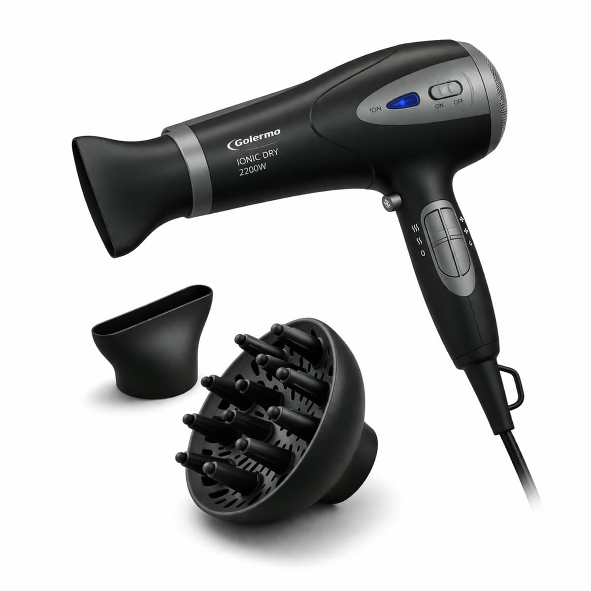 Föhn 2200W met Diffuser - Ionische Haardroger - Anti-Pluis - Blaasmond - Krullen Föhn