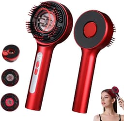 Productfoto van Hoofdmassage apparaat - Elektrische Haargroei Kam - Scalp massager - Hoofdhuid Massage Kam met Rood Licht - Scalp Massager IPX7 Waterdicht - Draadloos & Oplaadbaar - Voor Thuis & Reizen - Rood
