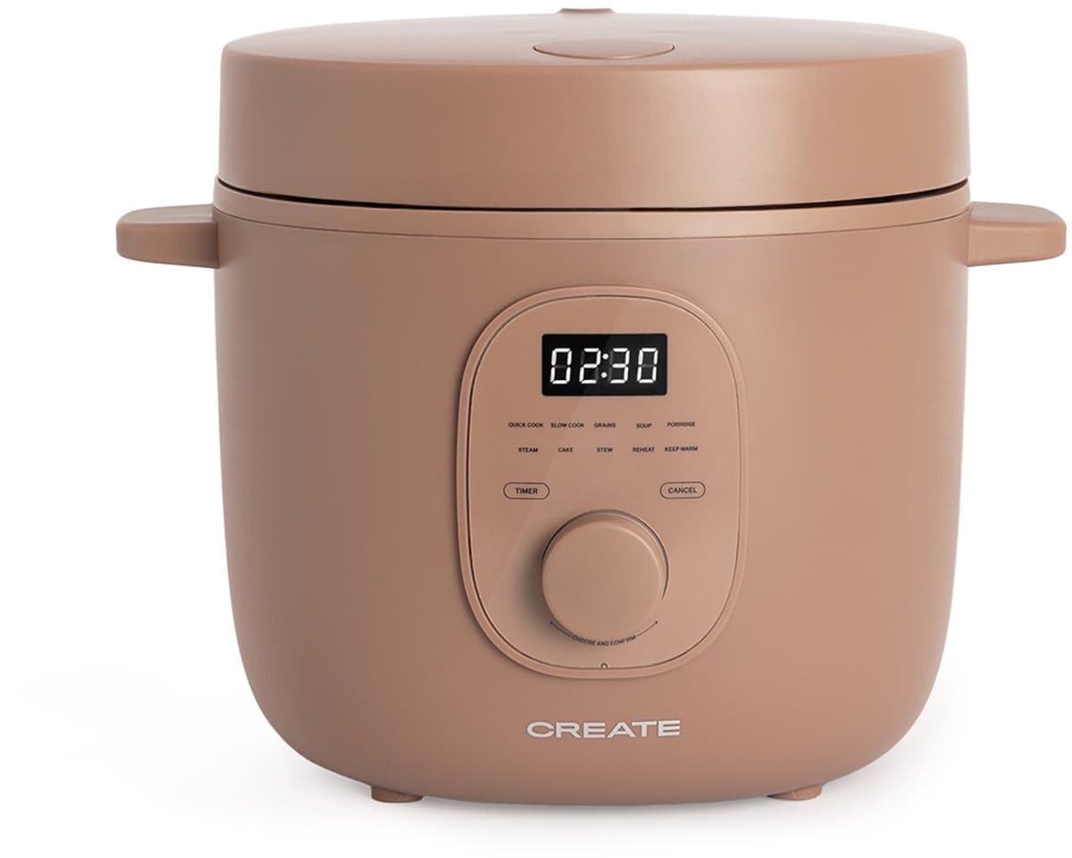 CREATE - Multifunctionele elektrische rijstkoker met stoommandje - Mokka - 2L - RICE COOKER STUDIO