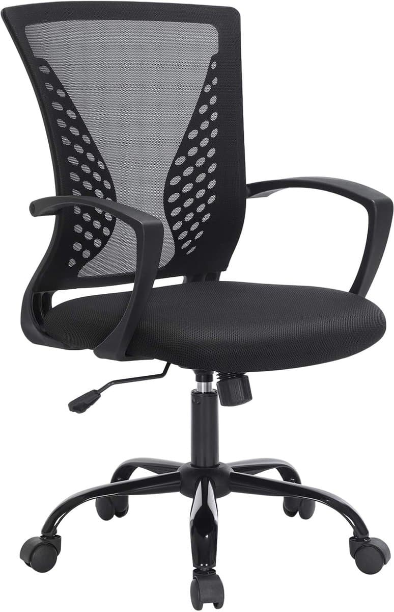 Songmics - Ergonomisch Bureaustoel - Comfortabel model - Kantelbare rugleuning - Kantoorstoel - Zwart