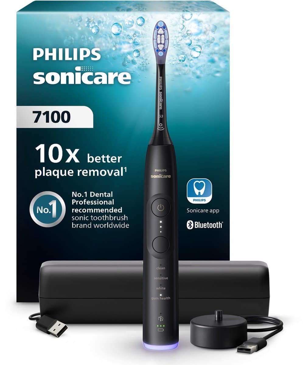 Philips Sonicare 7100 Series - Elektrische Tandenborstel - Zwart - Reisetui - Gezonder tandvlees - HX7421/01 - afbeelding 1