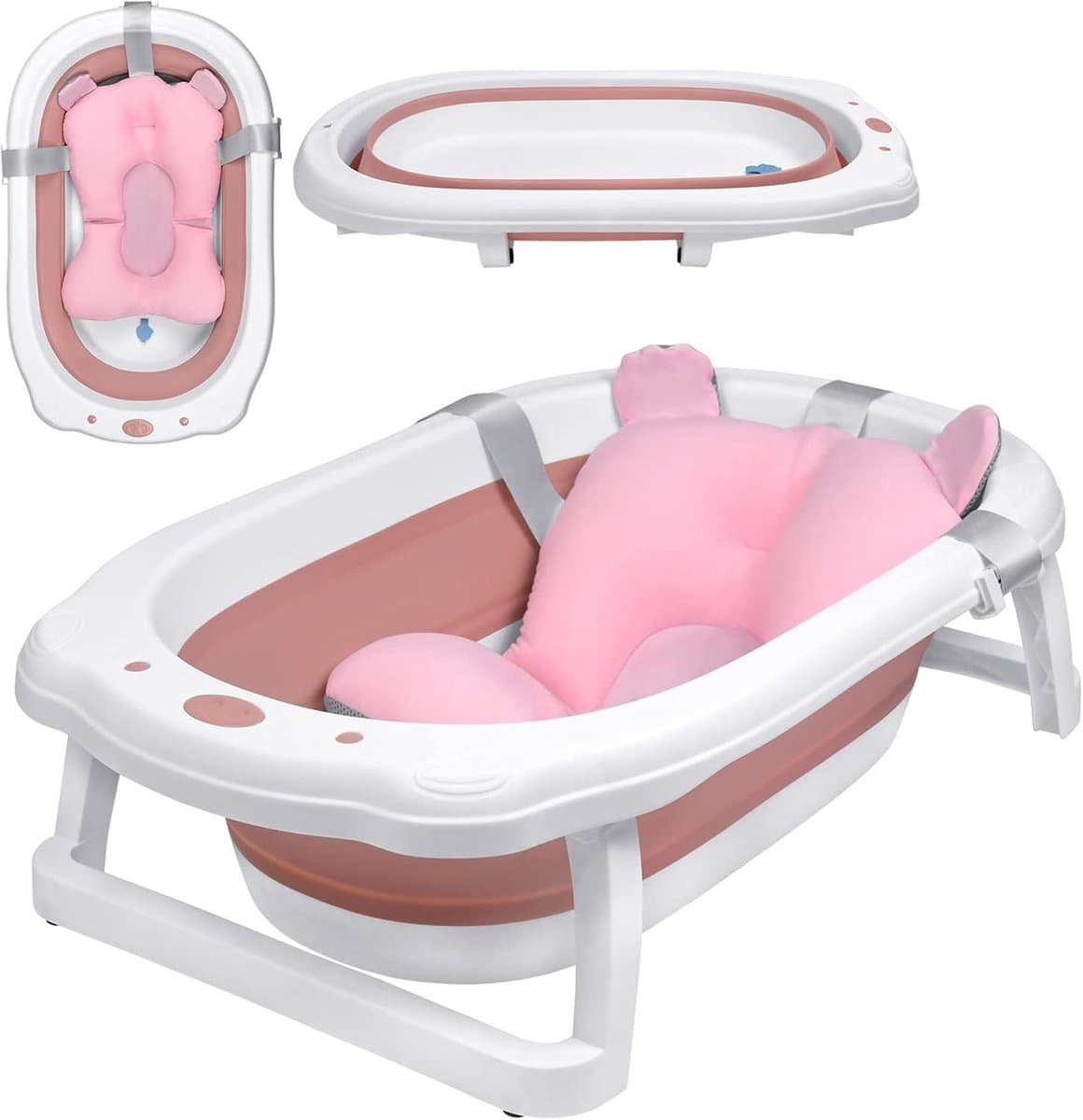 Opvouwbare babybadkuip ergonomisch met afvoer en antislip - ideaal voor pasgeborenen - afbeelding 1
